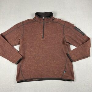 Kuhl Pullover Mens Medium Brown 1/4 Zip Chianti Fleece Wool Blend Sleeve Pocket